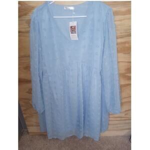 Women's Baby Blue Dress New With Tags XL Dots